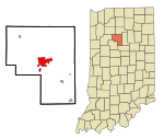 Cass County Indiana Incorporated and Unincorporated areas Logansport Highlighted